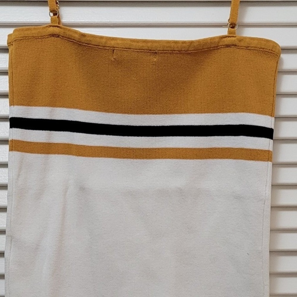 Camisole Summer ready Papaya Mustard Yellow White Striped Knit Camisole